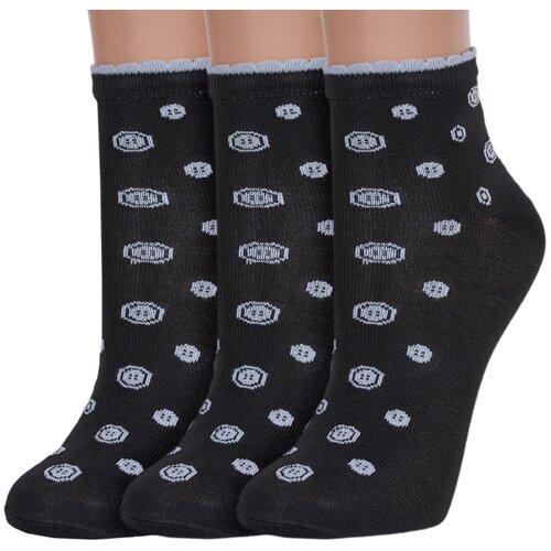 Носки Альтаир, 3 пары, размер 23-25, черный колготки и чулки lunarable комплект женских носков с принтом 061 3 пары