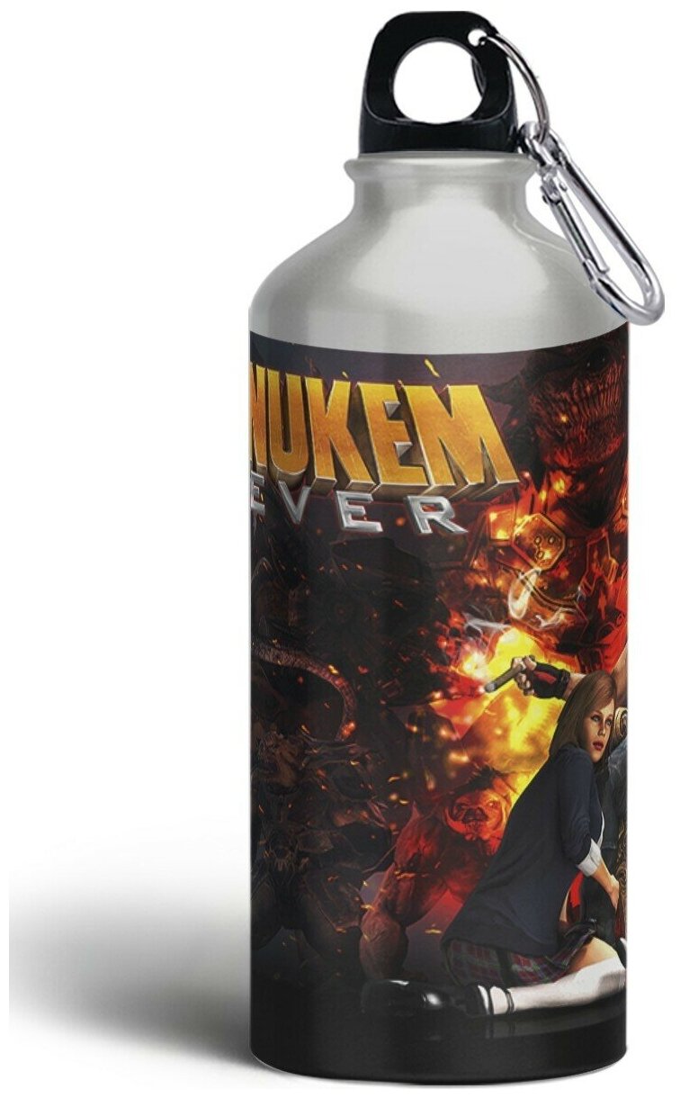 Бутылка спортивная,туристическая фляга, 500мл с карабином duke nukem - 1