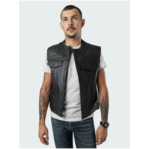 фото Жилет fm кожаный на кнопках xl