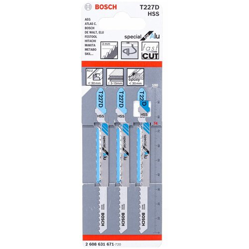 Пилки для лобзика по алюминию T227D (100 мм; 3 шт.) Bosch 2608631671 15032694