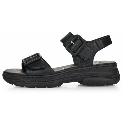 фото Босоножки rieker, натуральная кожа, размер 36, черный