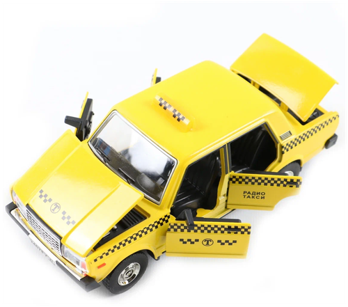 Машина Ваз 2107 Такси металлическая 19 см со светом и звуком со складными зеркалами