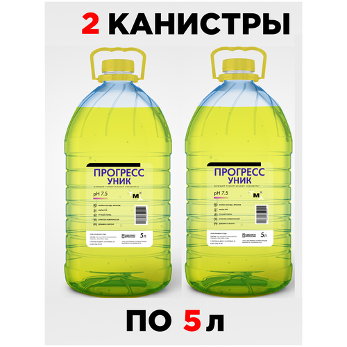 Универсальное моющее средство прогресс уник / 2 канистры по 5 кг / Мыло Прогресс / для очистки любых твердых поверхностей от грязевых и жировых пятен