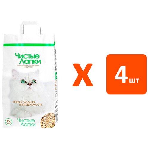 pretty cat wood granules наполнитель древесный для туалета кошек 12 12 л Чистые лапки – наполнитель древесный для туалета кошек (12 л х 4 шт)