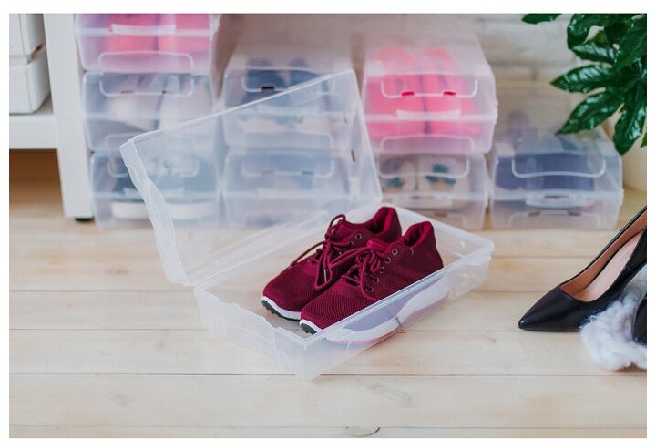 Короб для хранения обуви «Реноме», 38×20,5×13 см, цвет прозрачный - фотография № 2
