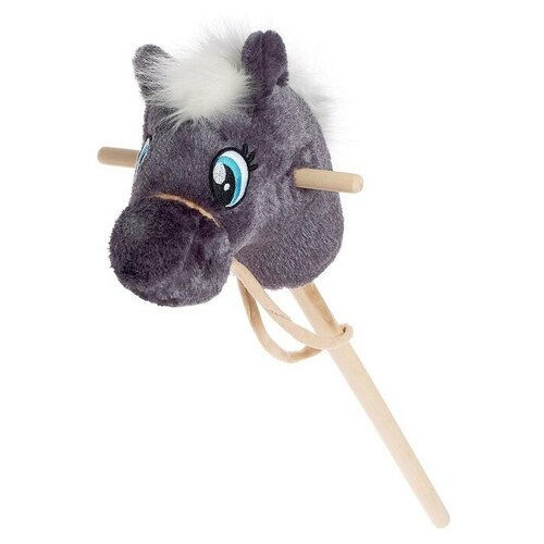 Мягкая игрушка «Конь-скакун» на палке, цвет серый
