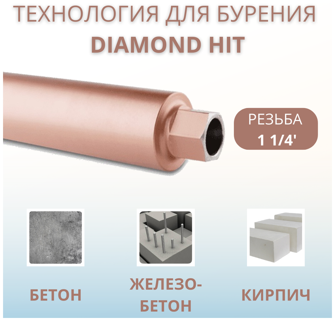 Алмазная коронка Diamond Hit для сухого сверления по жб, бетону, кирпичу D 92мм L 450 мм - фотография № 6