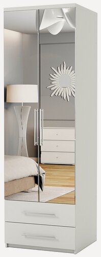 Изображение товара Шкаф с полками и ящиками Комфорт МПЯ-21 110х60 с зеркалами белый