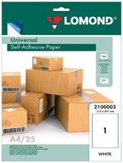 Бумага самоклеящаяся, А4, 25 листов, неделённая, 70 г/м2, матовая, Lomond 2100003