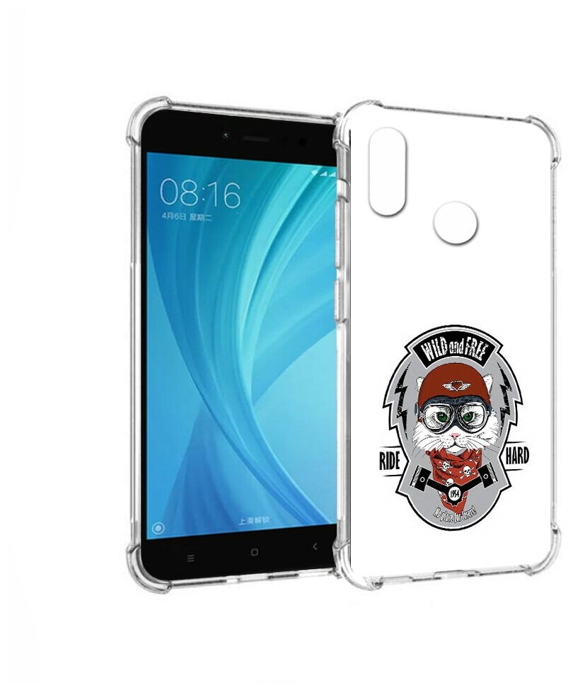 Чехол задняя-панель-накладка-бампер MyPads кошка в шлеме для Xiaomi Redmi Note 5/Xiaomi Redmi Note 5 Pro противоударный