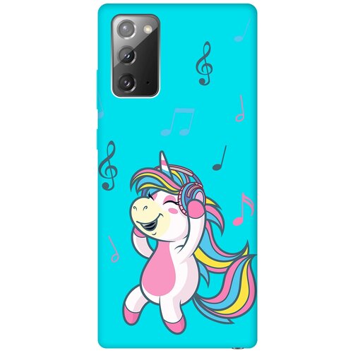 Матовый чехол Musical Unicorn для Samsung Galaxy Note 20 / Самсунг Ноут 20 с 3D эффектом бирюзовый матовый чехол lady unicorn для samsung galaxy note 20 самсунг ноут 20 с 3d эффектом бирюзовый