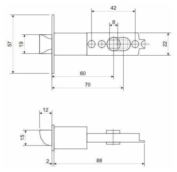 Защелка Apecs, 0891-01-AC, ключ/фиксатор, медь, ЦАМ - фотография № 3