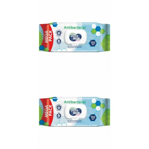 Ultra FRESH Влажные салфетки Antibacterial, 150 шт, 2 уп.