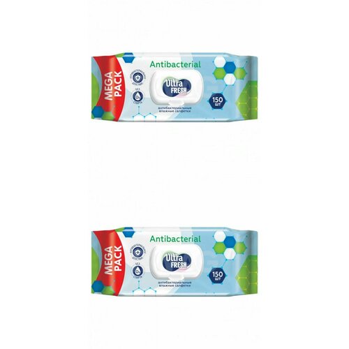 Ultra FRESH Влажные салфетки Antibacterial, 150 шт, 2 уп. салфетки влажные ultra fresh antibacterial 15 шт