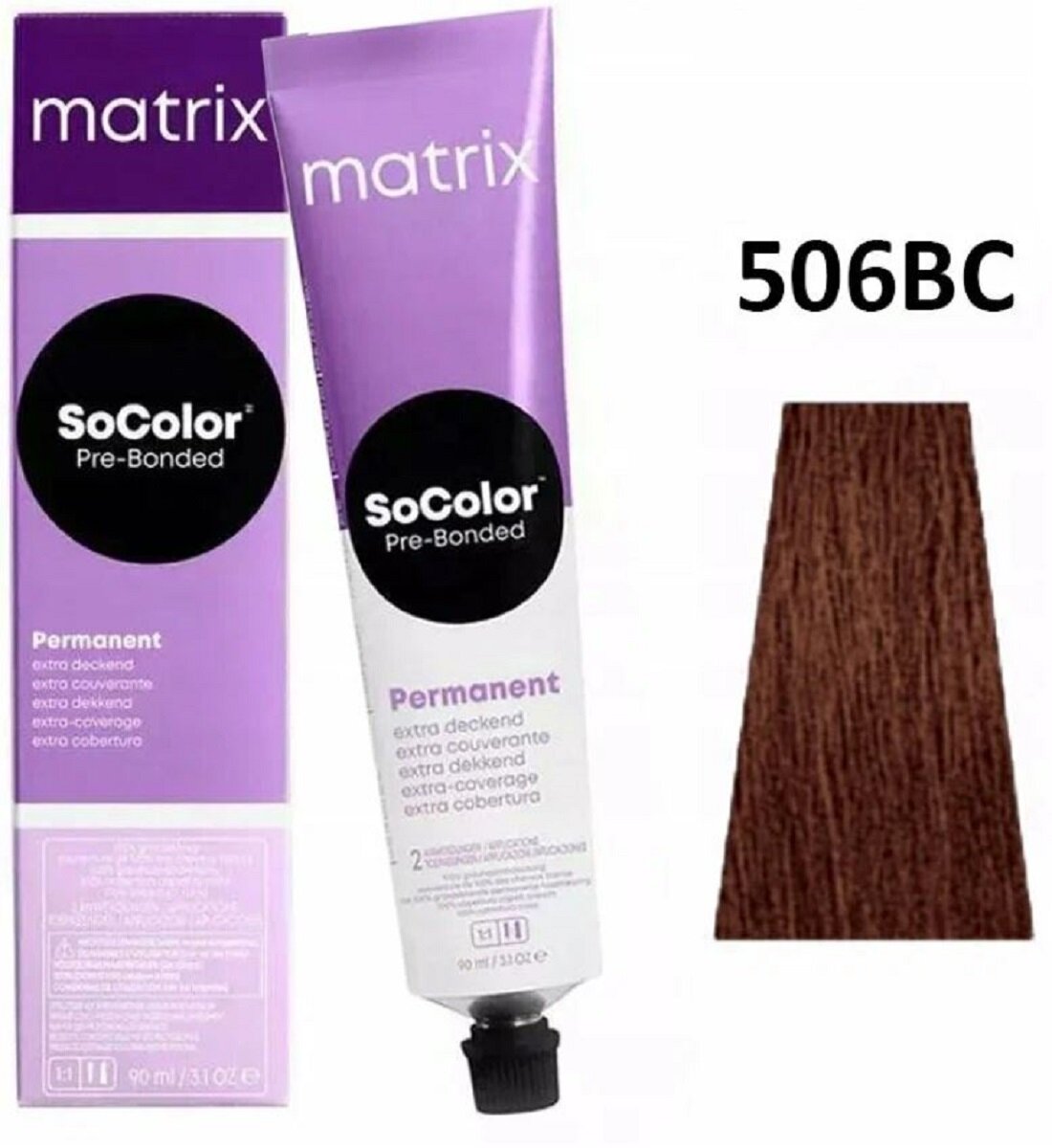 Matrix SoColor Pre-bonded стойкая крем-краска для седых волос Extra coverage, 506BCтемный блондин коричнево-медный 90ml