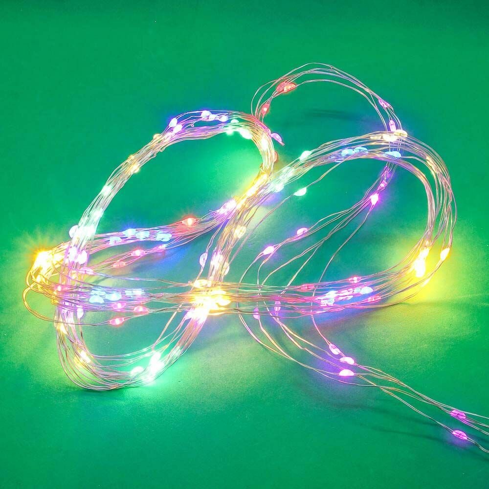 фото Сноу БУМ Гирлянда эл. нитка росы 1м, 10LED, мульти, питание 2xCR2032