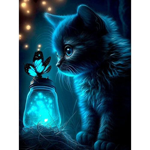 Алмазная мозаика Гранни «Магический котенок» (40х30 см, полная выкладка, квадратные стразы)