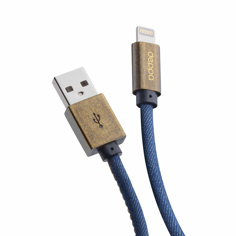Кабель для зарядки смартфона Jeans USB – Lightning медь/джинса 1.2 м синий Deppa 72520