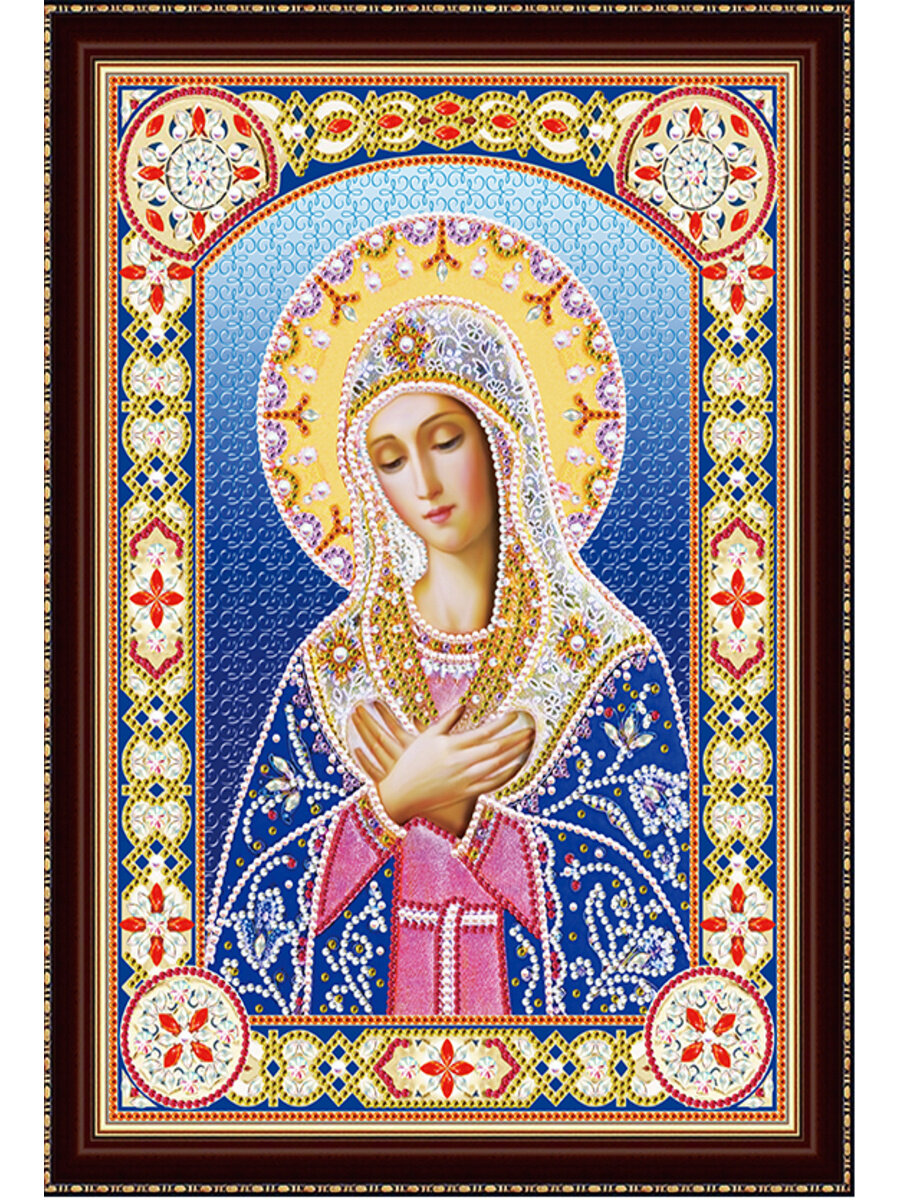 Алмазная мозаика "Умиление Пресвятой Богородицы" 30x40 см. Частичное заполнение. Артикул BH26