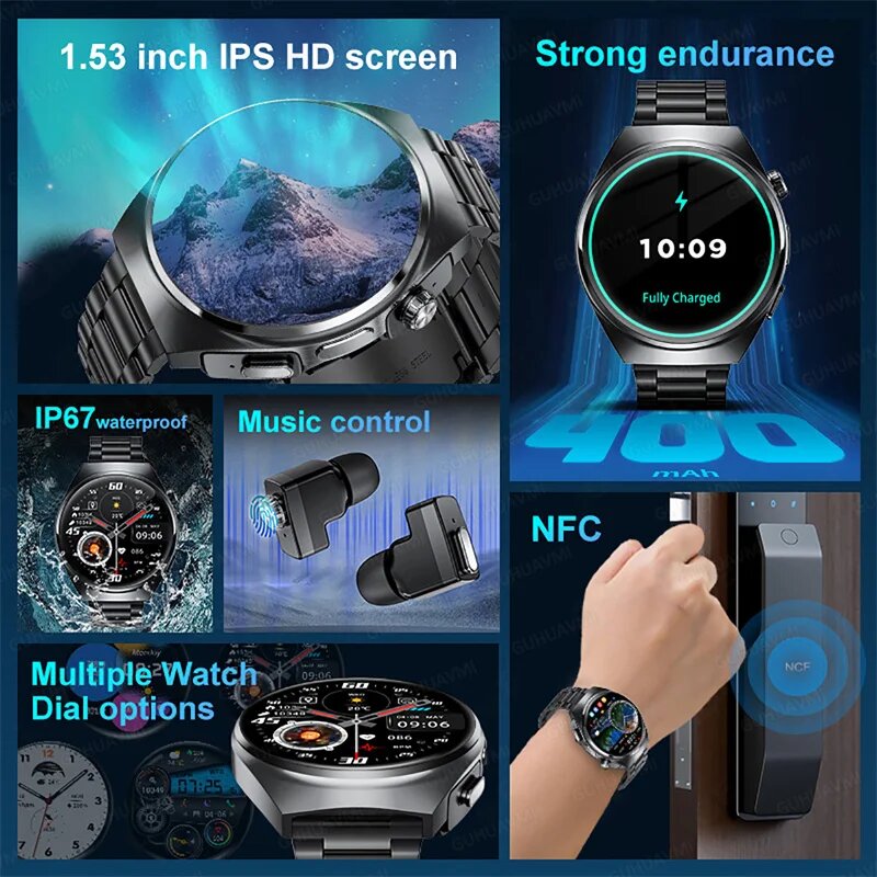 Xiaomi Smart Watch 2 в 1, Black Mesh Belt 2A, smartwatch — фото 1