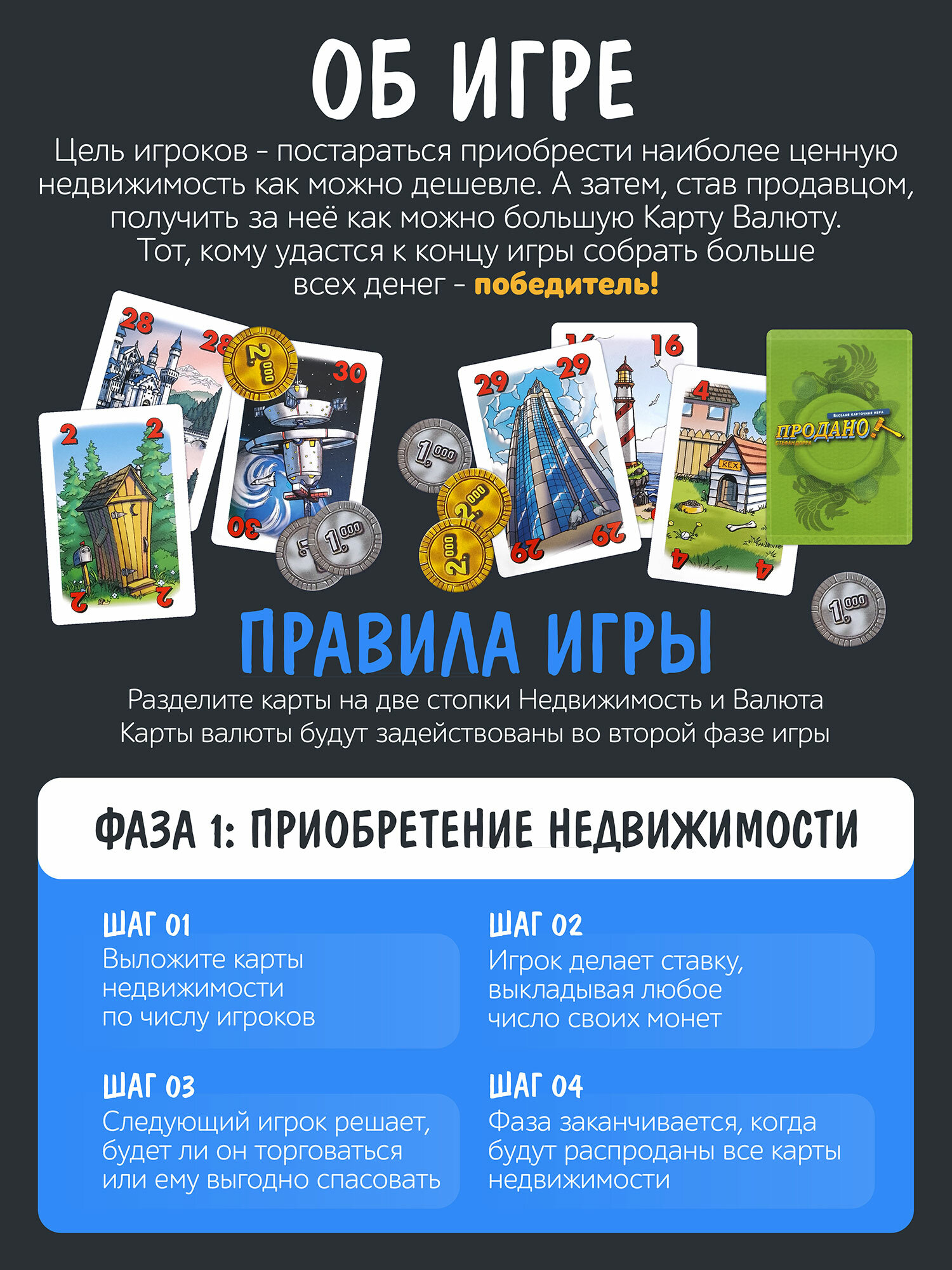 Настольная игра "Продано!" карточная, для 3-6 игроков, от 8 лет — фото 1