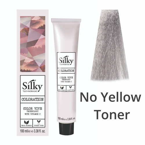 фото Краска для волос профессиональная silky color vive/ultralift no yellow тонер пепельный, 100 мл