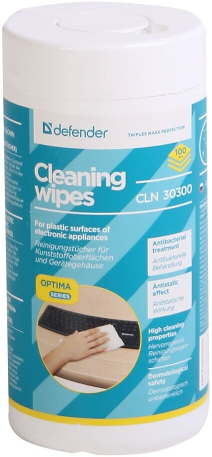 Набор Defender Салфетки для поверхностей Defender CLN 30300 Optima туба влажные салфетки 100 шт. 170x110 мм, белый