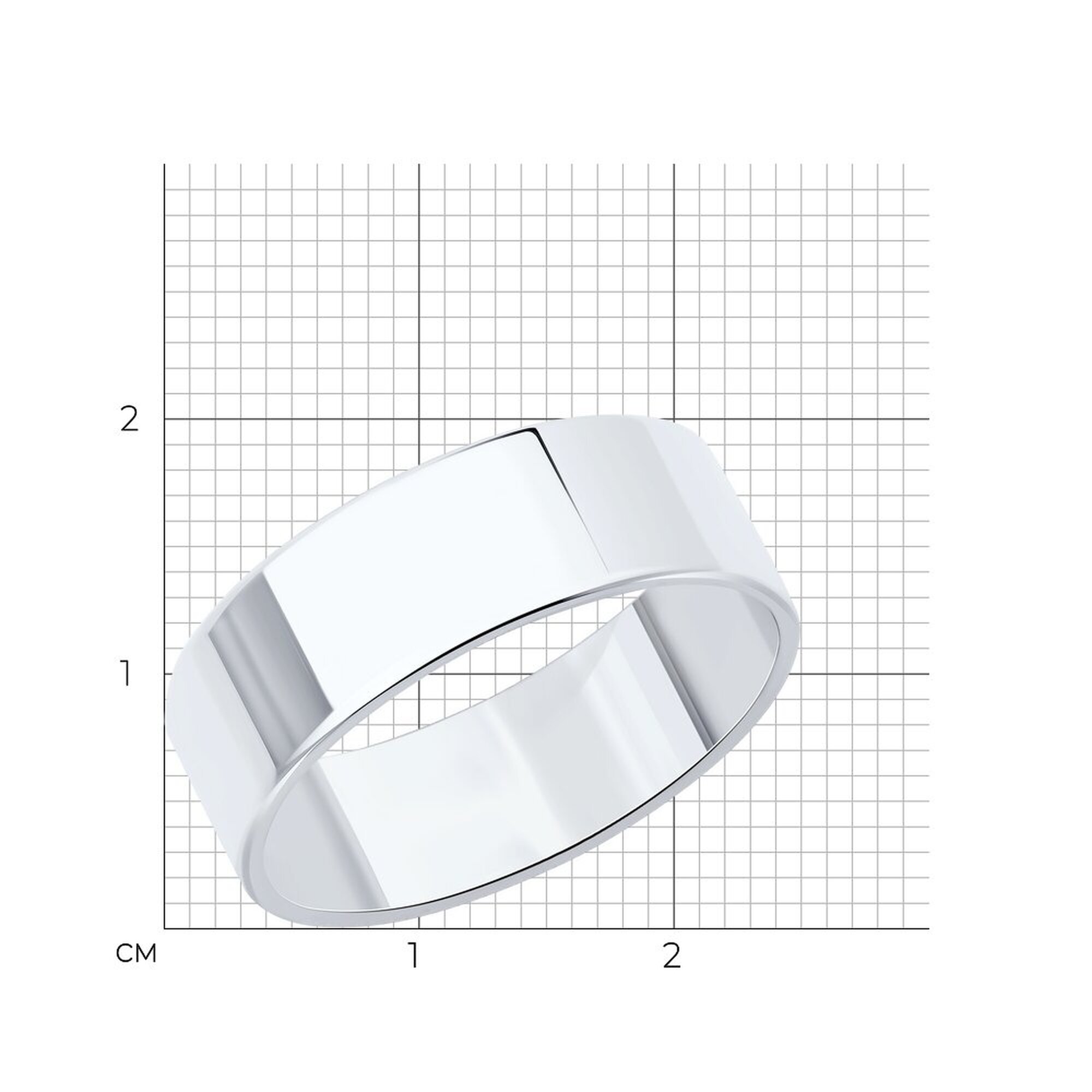 Кольцо обручальное Diamant online, серебро, 925 проба, родирование, размер 22, ширина 6 мм, прозрачный — фото 1