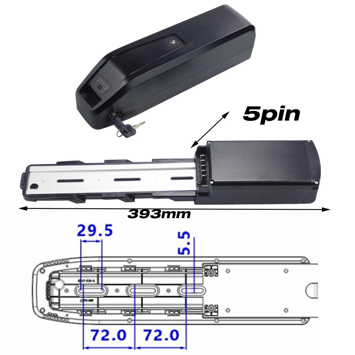 Держатель аккумулятора электровелосипеда 5PIN KTE26