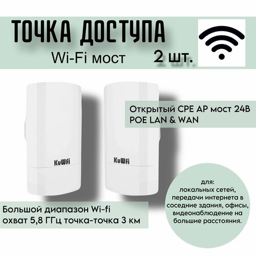Точка доступа Wi-Fi мост до 3 КМ, 5.8 Ггц 900МБ/сек