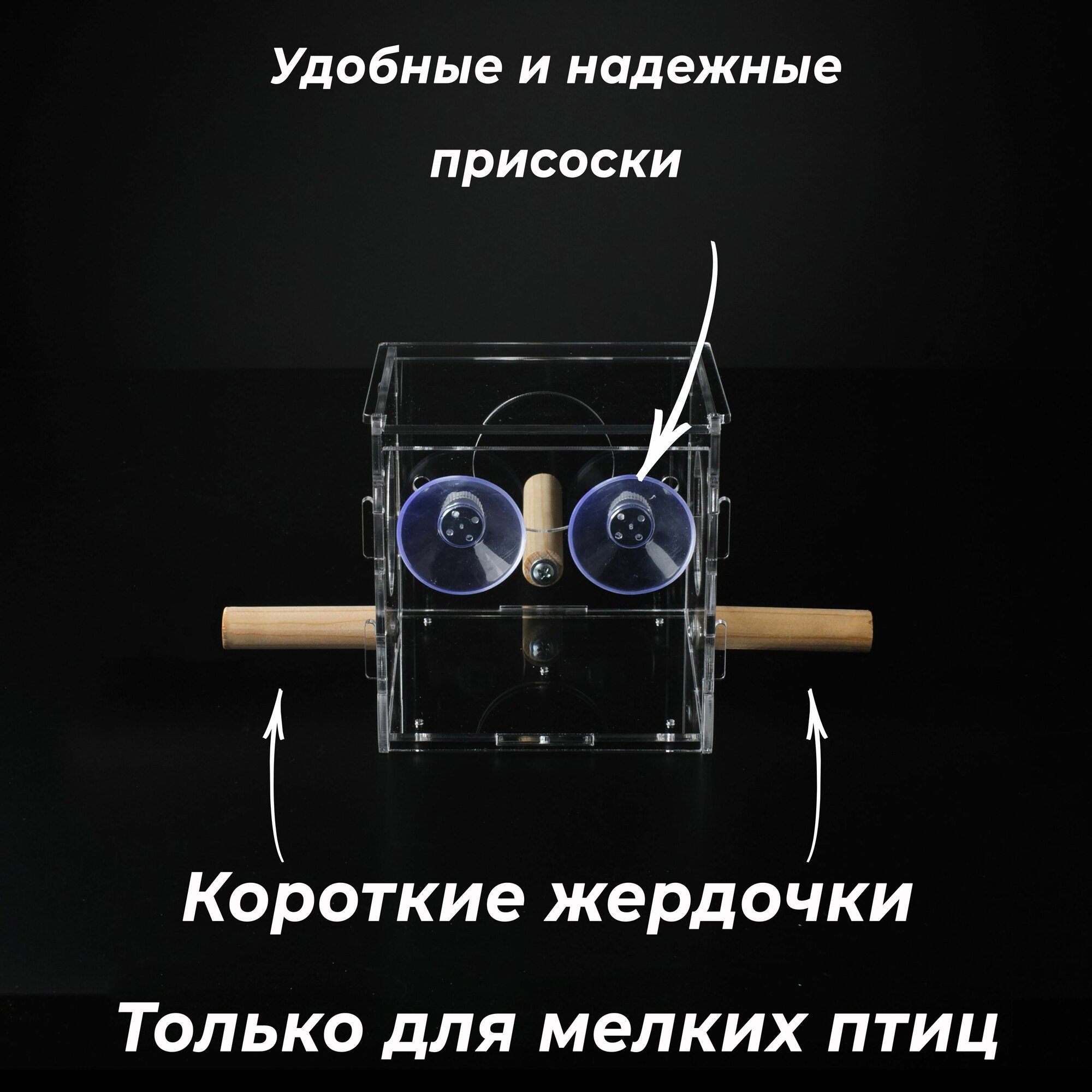 Кормушка на окно, для птиц, прозрачная, на присосках — фото 1