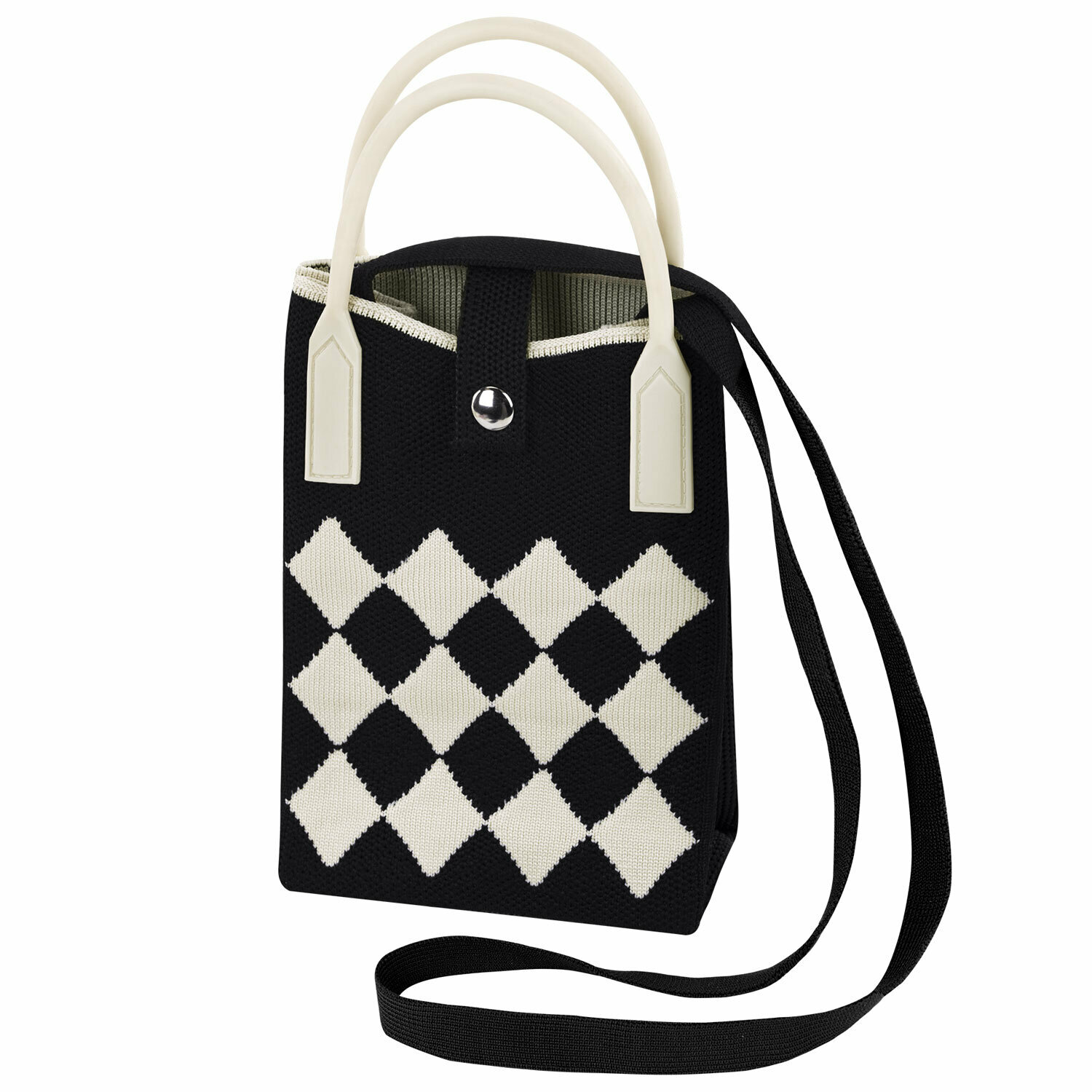 Сумка кросс-боди HEIKKI, фактура вязаная, белый/черный