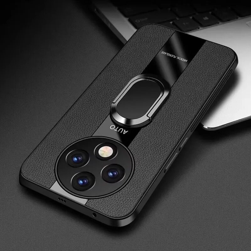 Чехол из искусственной кожи для IQOO Z10 5G Z9 Turbo Cover Ring Holder Силиконовый чехол для телефона IQOO Neo 10 Китай Z9 Turbo Z10, Black, IQOO Z10 5G