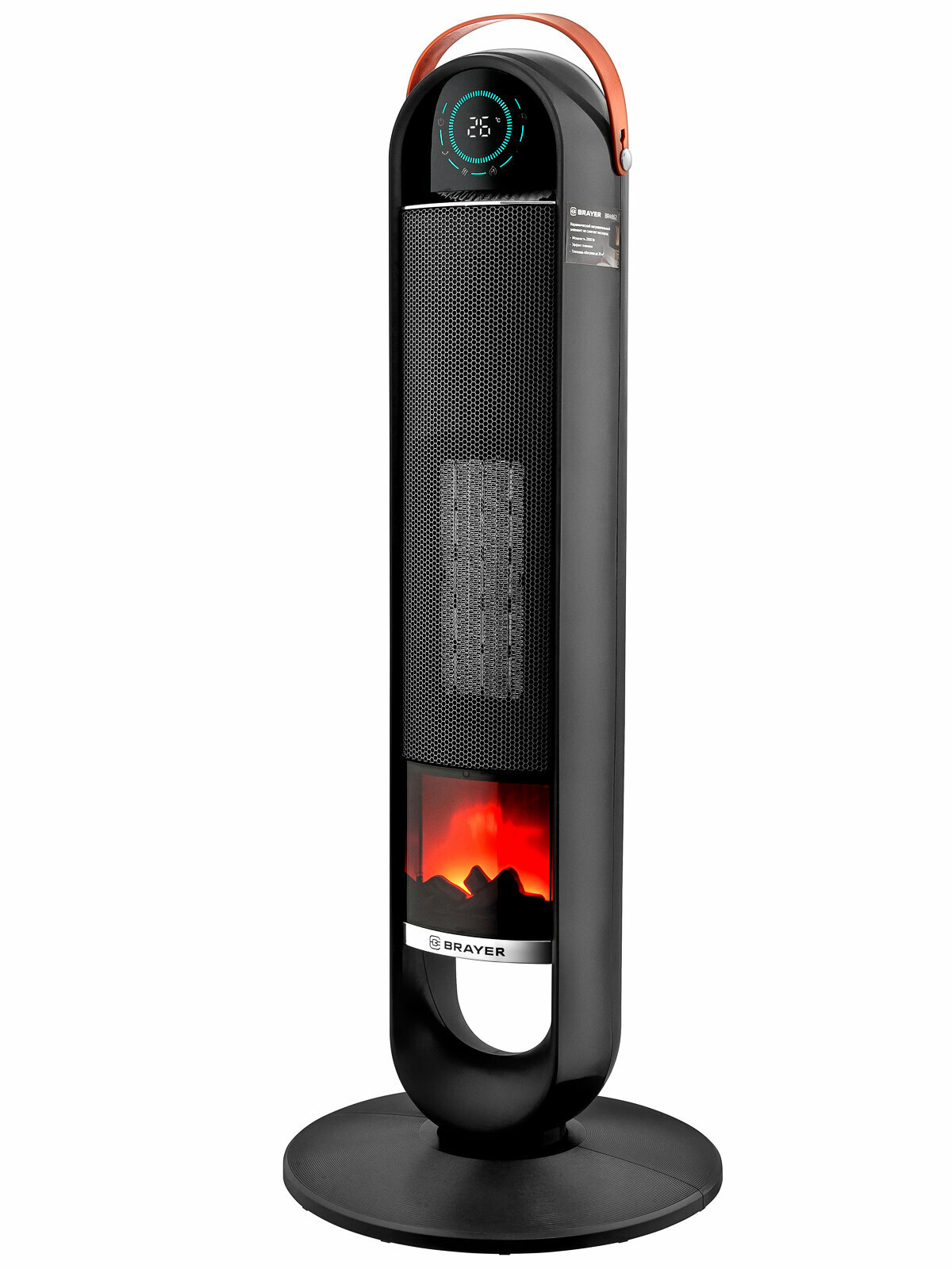 Тепловентилятор BRAYER2000Вт LED-диспл пуль ДУ тайм 15 ч площ 20 кв. м эл. упр. Эф. плам. BR4862