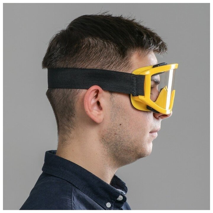 Очки-маска для езды на мототехнике стекло прозрачное цвет желтый