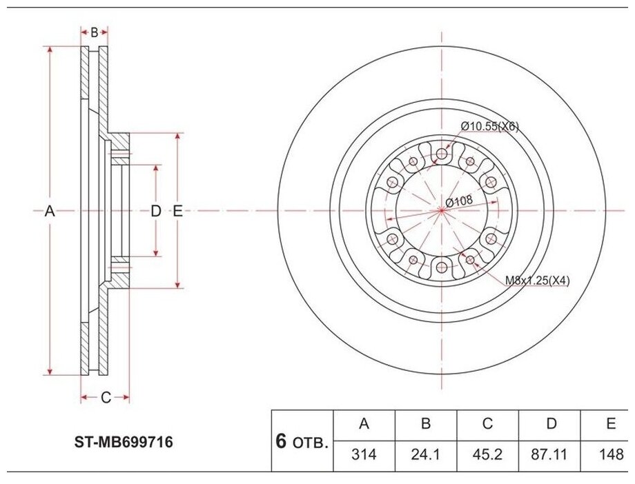 STMB699716 SAT Диск тормозной перед MITSUBISHI PAJEROSPORT 3.5/2.8D/V23/43/46/K9#/96-