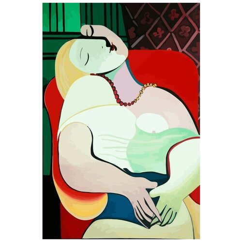 Картина по номерам на холсте Пабло Пикассо Сон - 9020 В 60x40 картина по номерам z 198 пабло пикассо сон 40x60