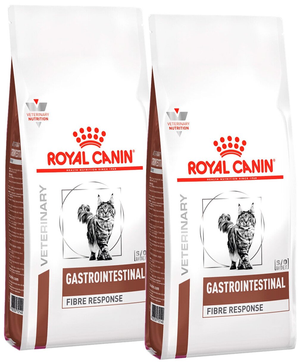 ROYAL CANIN GASTROINTESTINAL FIBRE RESPONSE для взрослых кошек при нарушениях пищеварения, запорах с повышенным содержанием клетчатки (2 + 2 кг)