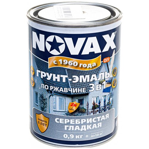 Грунт-эмаль по ржавчине с молотковым эффектом Goodhim NOVAX серебристый, 0.9 кг 39207