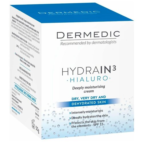 Dermedic Hydrain3 Hialuro Глубоко увлажняющий дневной крем SPF15 50мл dermedic крем hydrain3 hialuro spf 15 глубоко увлажняющий дневной 50 мл