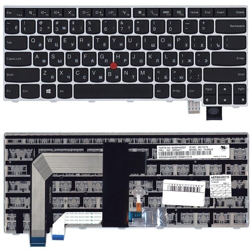 Клавиатура keyboard 00PA452 для ноутбука Lenovo ThinkPad T460S T470S T470P Lenovo ThinkPad 13 2nd черная с серебристой рамкой 3456₽