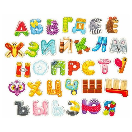 фото Обучающая игра woodlandtoys магнитная азбука 19,5х27,5 junfa toys