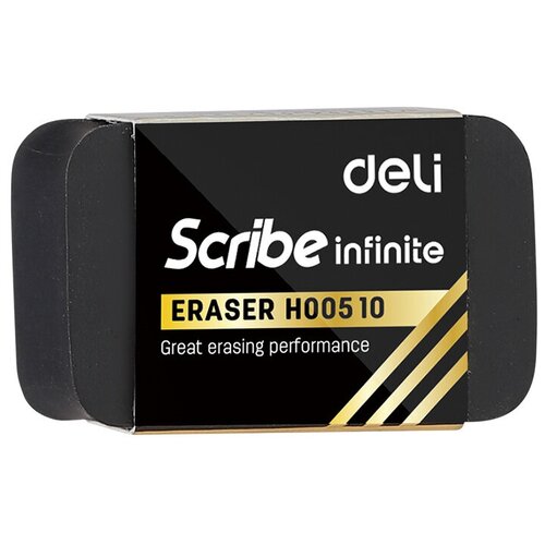 Ластик Deli EH00510 Scribe Infinite 20x10x40мм черный индивидуальная картонная упаковка ластик deli eh03110 offi 60x24x12мм пвх белый индивидуальная картонная упаковка