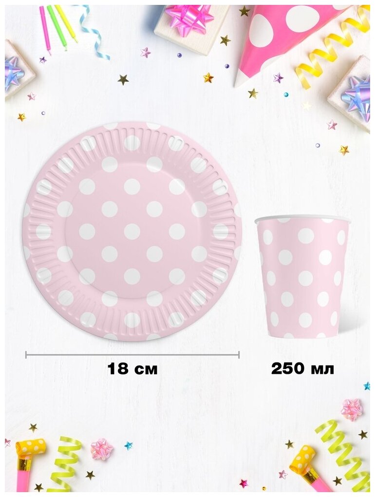Набор одноразовой бумажной посуды для праздника ND Play / Горох (тарелка 18 см, стакан, по 6 шт. + салфетки 20 шт.), 300500 - фотография № 2