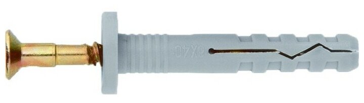 фото Дюбель-гвоздь Сибртех полипропиленовый с цилиндрическим бортиком 6 х 40 мм , 200 шт 42142