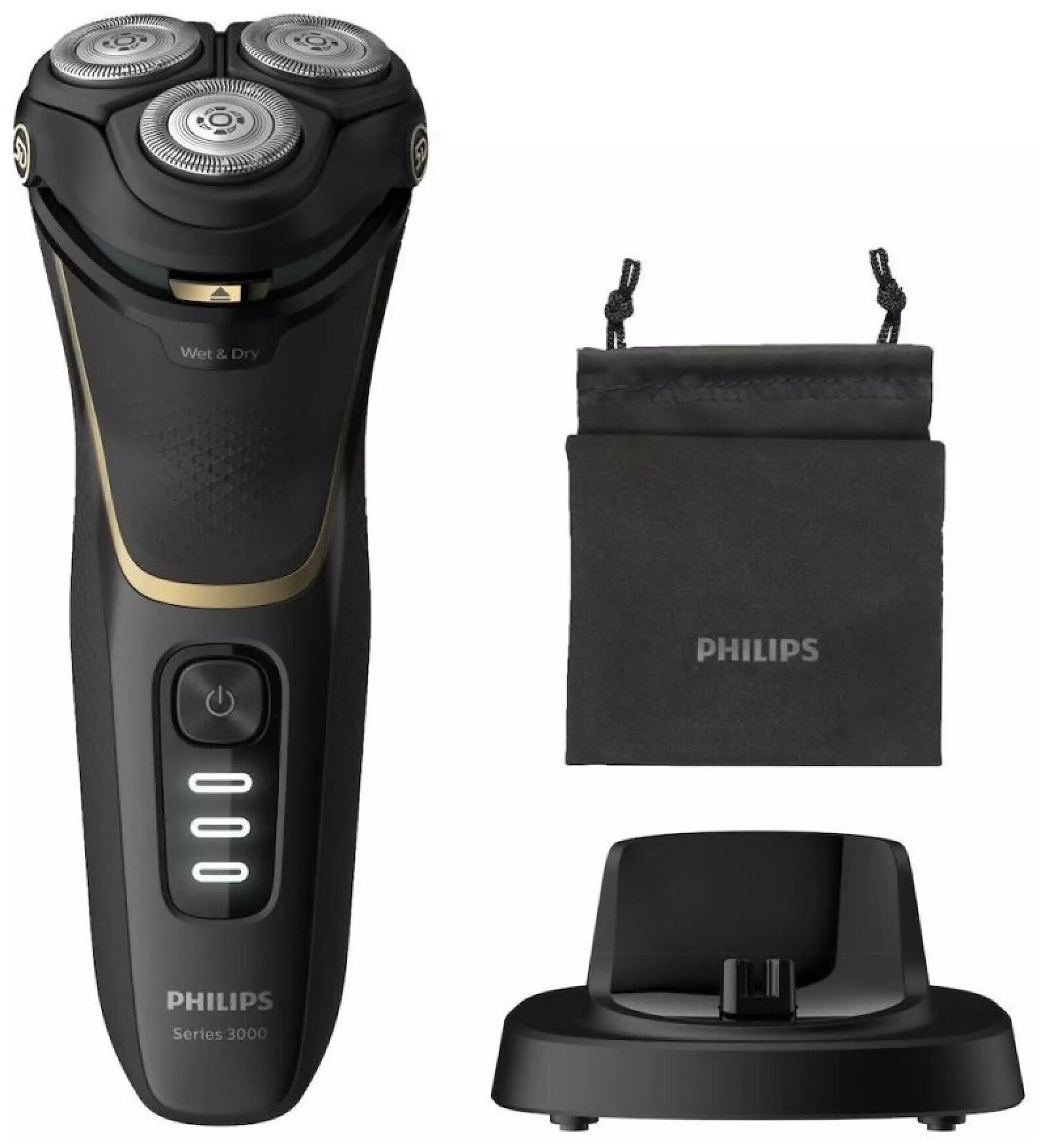 Philips S3333/54 Электробритва, роторная, бритье: влажное/сухое, головок - 3, триммер, питание - от .