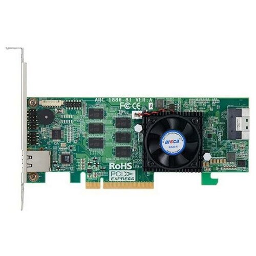 Контроллер SAS/SATA Areca ARC-1886-8I, OEM arc 1886 8i pcie 4 0 x8 lp nvme sas sata 12g raid 0 1 5 6 10 50 60 8port 1 int sff8654 x8 cache 8gb rtl 10 412106