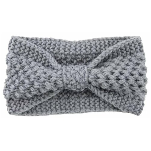 Теплая вязаная женская повязка на голову серый 816₽
