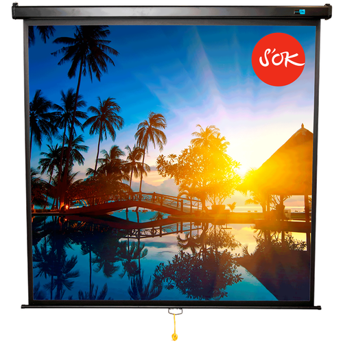 Экран для проектора S'OK SCPSW-183x183BLCK 102' 1:1 настенно-потолочный, ручной, матовый, черный cinema wallscreen mw 71 127x127 см