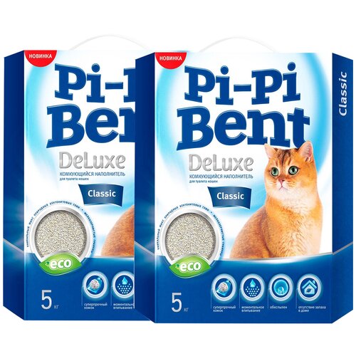 PI-PI BENT DELUXE CLASSIC наполнитель комкующийся для туалета кошек ДеЛюкс Классик (5 + 5 кг) комкующийся наполнитель pi pi bent нежный прованс 12л